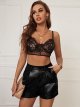 Women's High Waisted PU Leather Shorts Roll Hem Shorts with Pockets